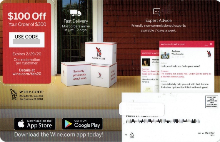 Wine.com direct mail example