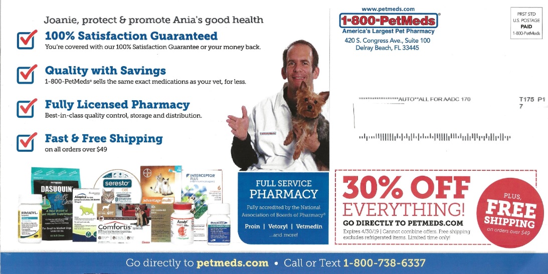 1-800-PetMeds direct mail example