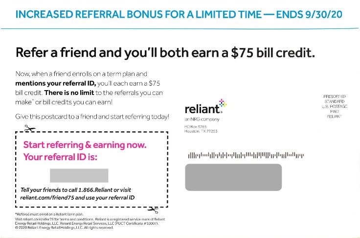 Reliant direct mail example