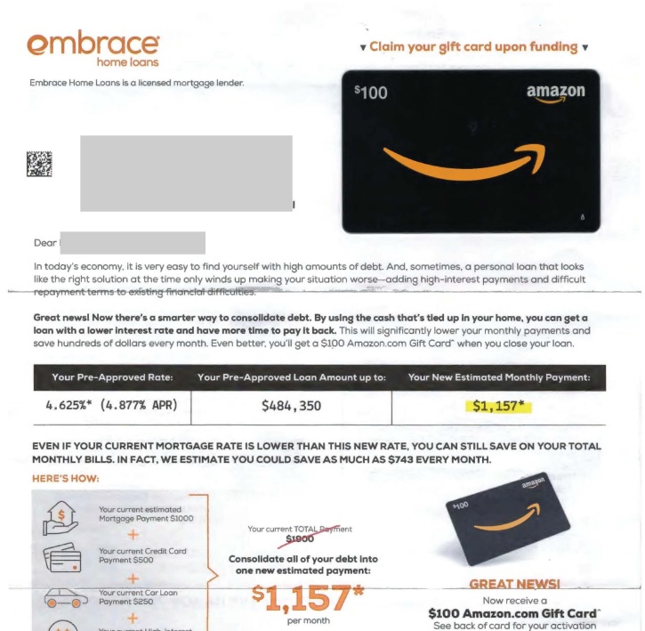 Embrace Home Loans direct mail example