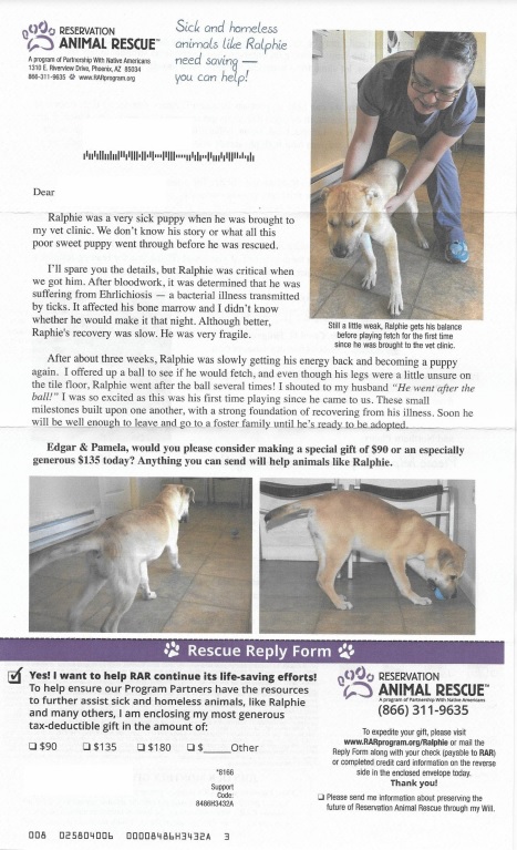 Reservation Animal Rescue direct mail example